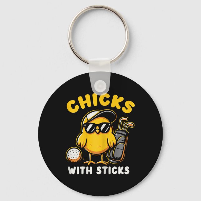 Chaveiro Pintinhos Com Sticks Golfer Girl Gol (Frente)