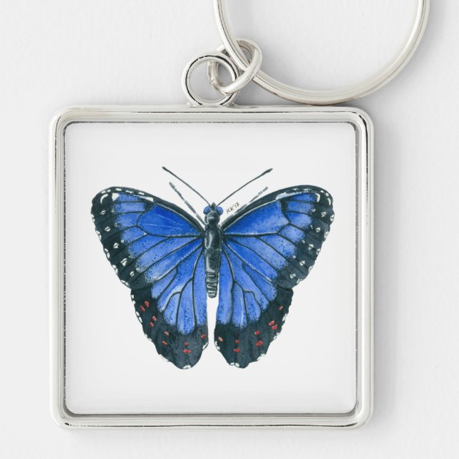Chaveiro Pintor aquoso da borboleta Azul Morpho (Frente)