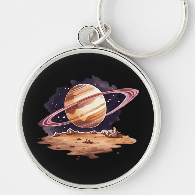 Chaveiro Pintor aquoso do planeta Saturno (Frente)