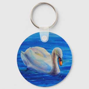 Chaveiro Pintura a aquarela branca, aves aquáticas