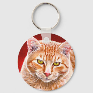 Chaveiro Pintura alaranjada do gato malhado