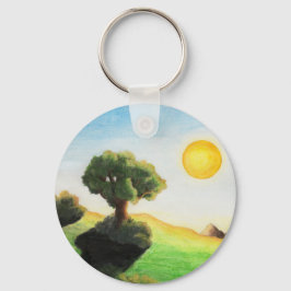 Chaveiro pintura aquosa árvore arte sol paisagem natureza