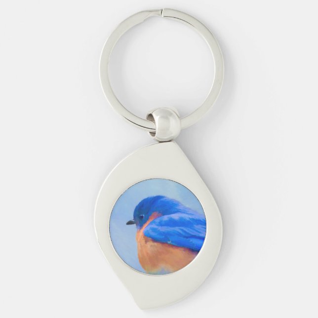 Chaveiro Pintura Bluebird - Arte Original para Pássaros (Frente)