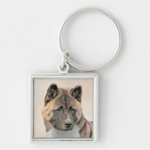 Chaveiro Pintura de Akita - Arte Cão Original