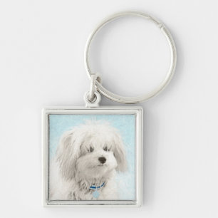 Chaveiro Pintura de Algodão de Tulear - Arte de Cachorro Or
