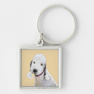 Chaveiro Pintura de Bedlington Terrier - Arte original de c