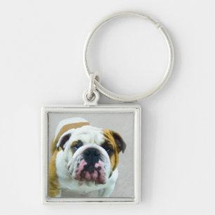 Chaveiro Pintura de Buldogue - Arte de Cachorro Original Bo