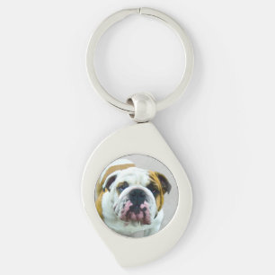Chaveiro Pintura de Buldogue - Arte de Cachorro Original Bo
