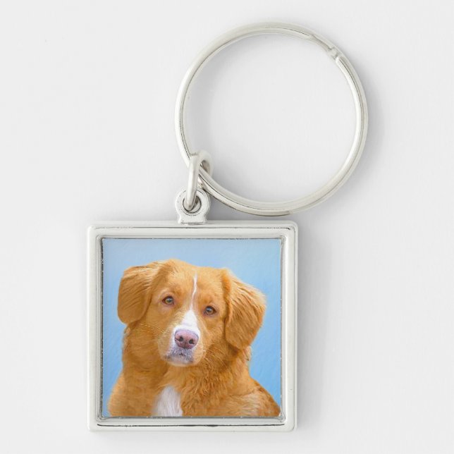 Chaveiro Pintura de Cachorro de Retriever com Tolerância a  (Frente)