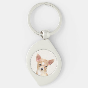 Chaveiro Pintura de Chihuahua - Arte de Cachorro Original C
