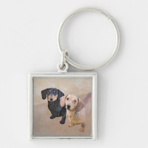 Chaveiro Pintura de Dachshund (Smooth) - Arte de Cão Origi