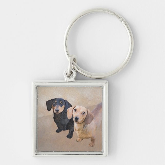 Chaveiro Pintura de Dachshund (Smooth) - Arte de Cão Origin (Frente)