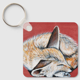 Chaveiro Pintura de Fennec Fox com Sono