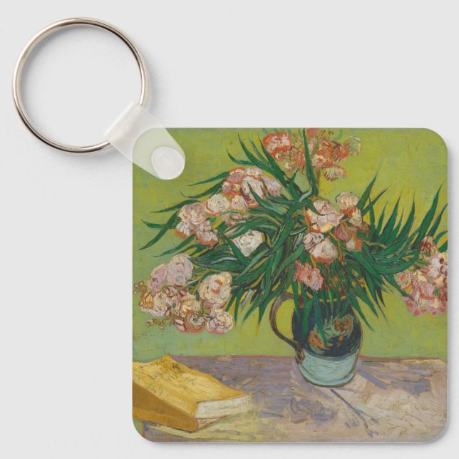 Chaveiro pintura de flores de oleandro de Vincent Van Gogh (Frente)
