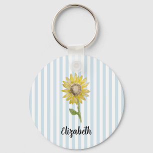 Chaveiro Pintura de girassol com nome personalizado listra