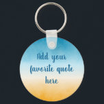 Chaveiro Pintura de Gradação de Paisagem Personalizada<br><div class="desc">Adicione a sua citação favorita a esta pintura pacífica de paisagem com gradiente de aquarela. Graduado de amarelo ocre a verde azul-lacrimogêneo profundo,  com uma mola de praia do oceano.</div>