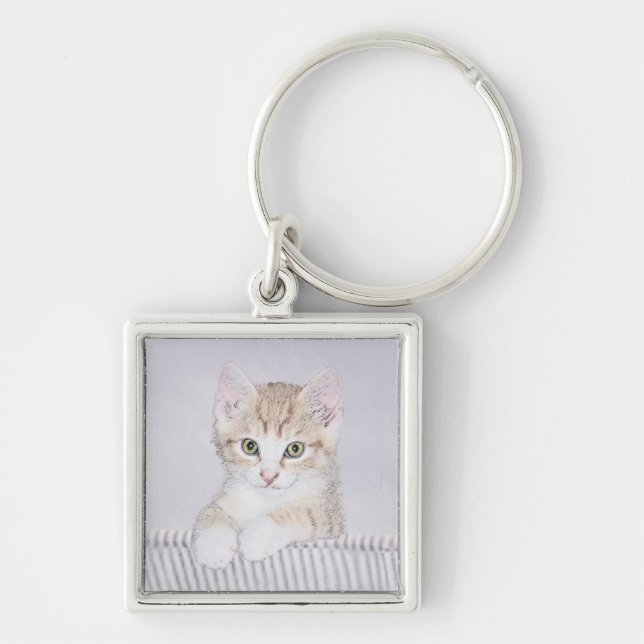 Chaveiro Pintura de Kitten Orange Tabby - Arte Original par (Frente)