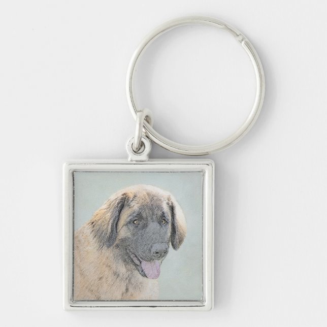 Chaveiro Pintura de Leonberger - Arte de Cachorro Original  (Frente)