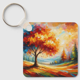 Chaveiro Pintura de Paisagem Com Cores Brilhantes