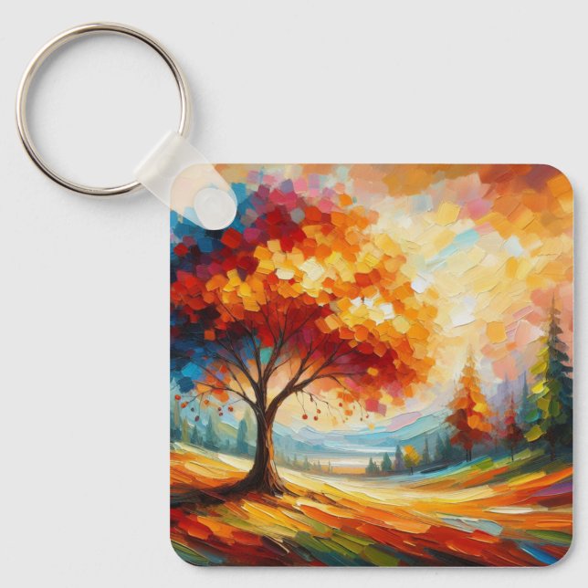 Chaveiro Pintura de Paisagem Com Cores Brilhantes (Frente)