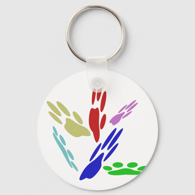 Chaveiro Pintura De Pata De Cachorro Com Bolinhas (Frente)