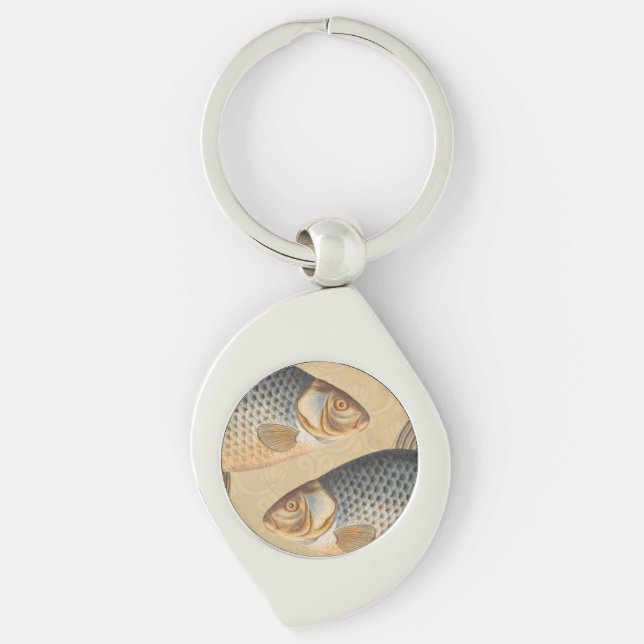 Chaveiro pintura de pesca de peixe carpa desenho de água do (Frente)