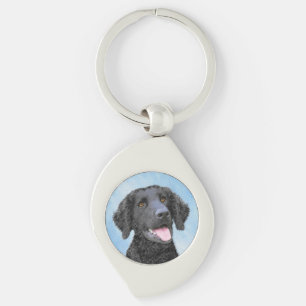 Chaveiro Pintura De Retriever Revestida Curly - Arte De Cã