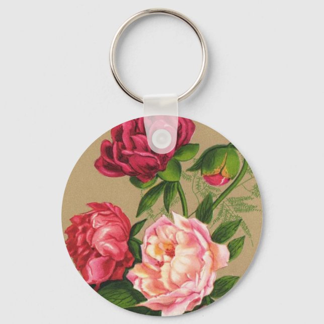 Chaveiro Pintura de Rosas Rosa e Vermelha (Frente)