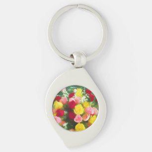 Chaveiro Pintura de Rose Bouquet - Arte Flor Original Custa