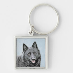 Chaveiro Pintura de Schipperke - Arte de Cachorro Original