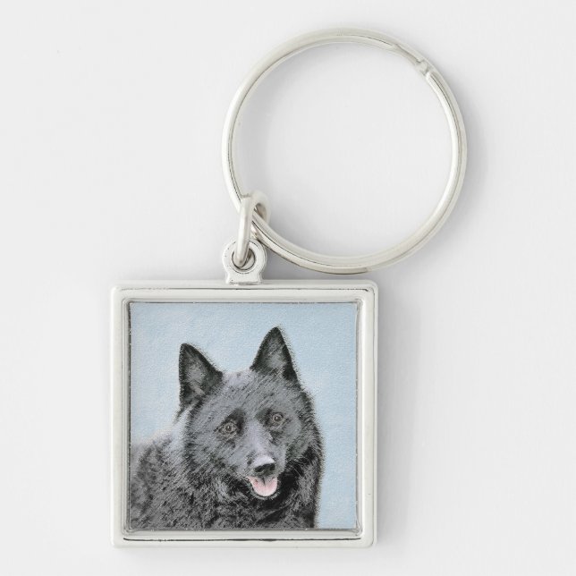 Chaveiro Pintura de Schipperke - Arte de Cachorro Original (Frente)