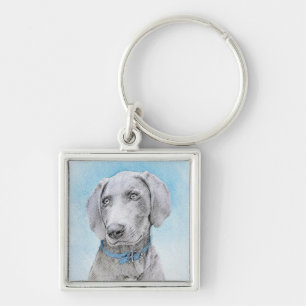 Chaveiro Pintura de Weimaraner - Arte de Cachorro Original