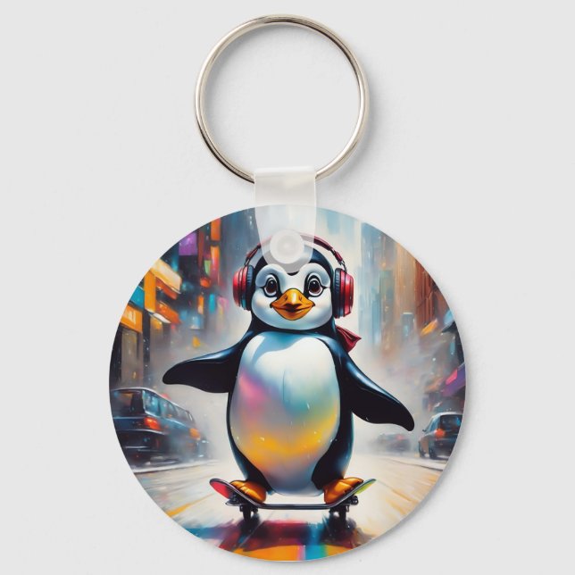 Chaveiro Pintura digital pinguim Legal (Frente)