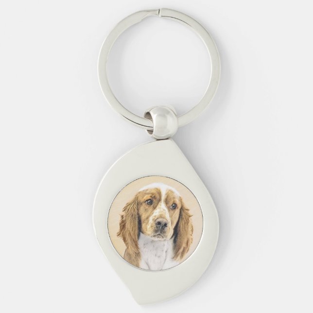 Chaveiro Pintura do Welsh Springer Spaniel - Arte Original  (Frente)