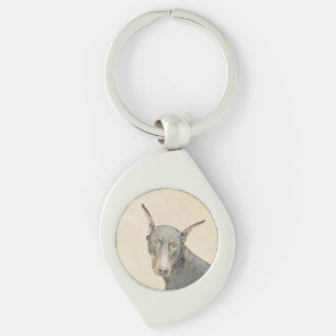 Chaveiro Pintura Doberman Pinscher - Arte Original para Cac