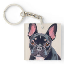 Pintura em Aquarela de Cachorro Bulldog Francês Pe