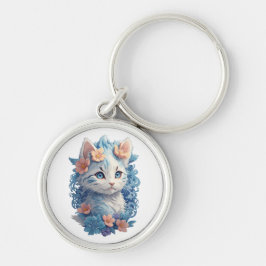 Chaveiro Pintura em Aquarela de Gato Gato Gato Giro com Abe