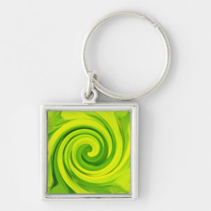 Chaveiro Pintura em espiral de arte suave Abstrato verde