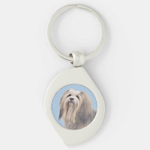 Chaveiro Pintura em Havanês (Prata) - Arte Canina Original
