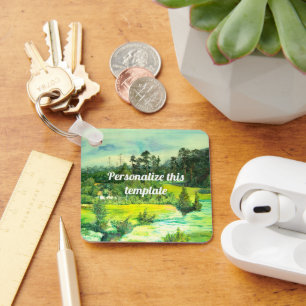 Chaveiro pintura em vale verde Watercolor