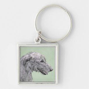 Chaveiro Pintura em Wolfhound Irlandês - Arte Cão Origina