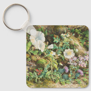 Chaveiro Pintura floral de petúnias bonitas vintage