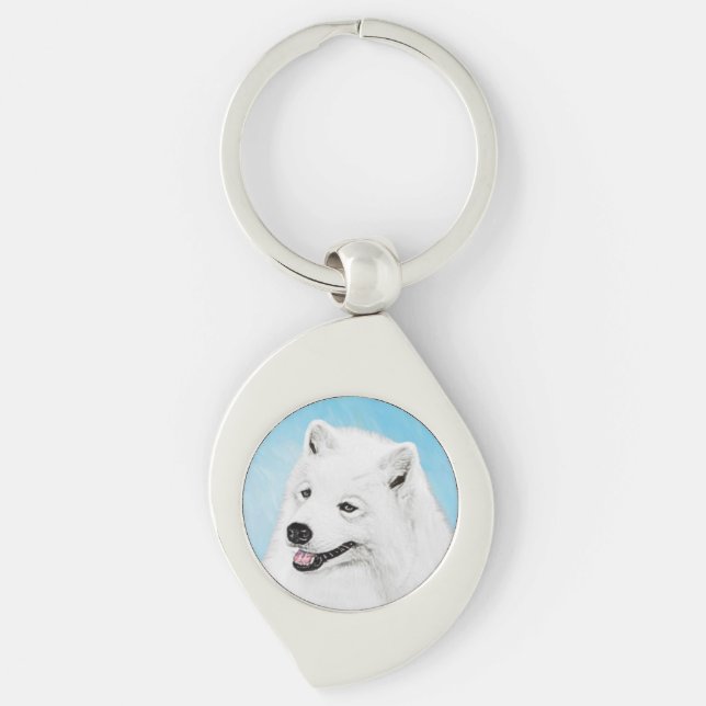 Chaveiro Pintura Samoyed - Arte Cachorosa Original (Frente)