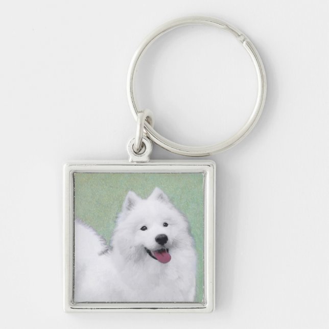 Chaveiro Pintura Samoyed - Arte Cachorosa Original (Frente)
