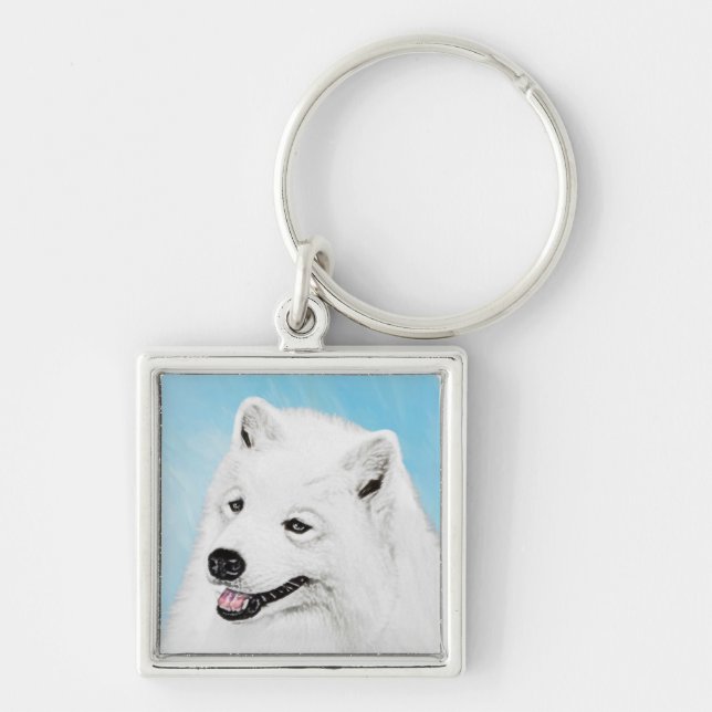 Chaveiro Pintura Samoyed - Arte Cachorosa Original (Frente)