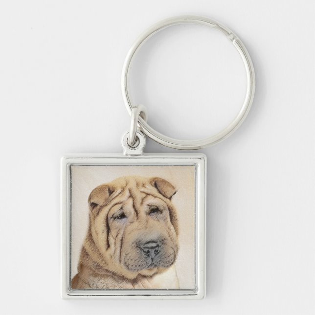 Chaveiro Pintura Shar Pei - Arte Cachorra Original (Frente)