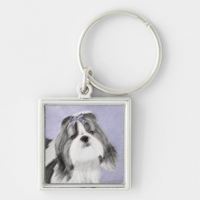 Chaveiro Pintura Shih Tzu - Arte Cachorosa Original (Frente)