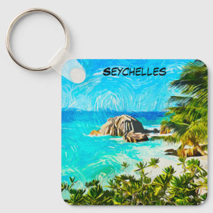 Chaveiro Pintura Tropical das Seychelles – Ilha Vibrante