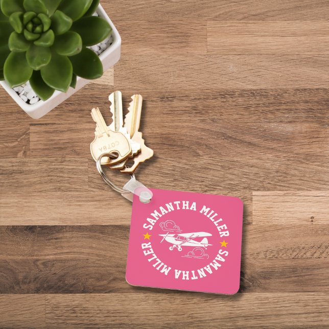 Chaveiro Piper Cub Airplane Not Your Co-Pilot Pink Custom (Criador carregado)