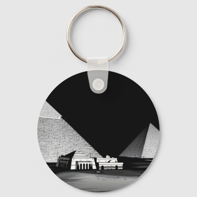 Chaveiro Pirâmides Preto e Branco (Frente)